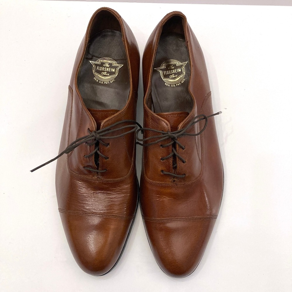 Florsheim Cap Toe Oxfords 33331 Vintage 1977 Brown Men's 6.5 D New Old Stock